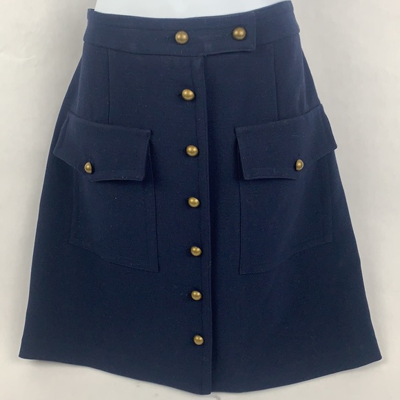 Navy blue military style mini skirt with pockets - Picture 3 of 5